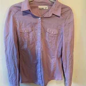 Purple Old Navy Women’s Long Sleeve Shirt Size Medium M Button Up Pockets Collar